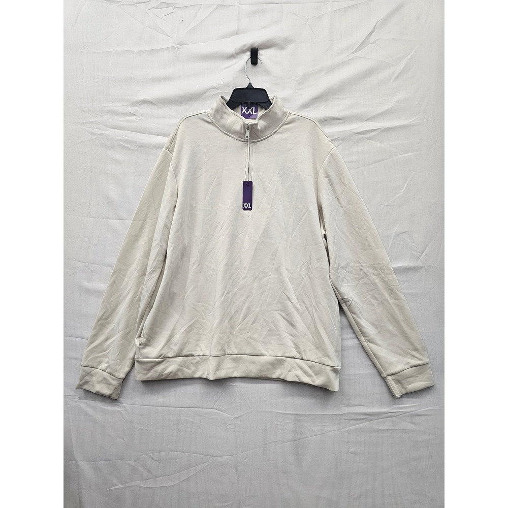Member's Mark Mens Sandwash Quarter Zip‎ Pullover Cream Poly Blend Size XXL